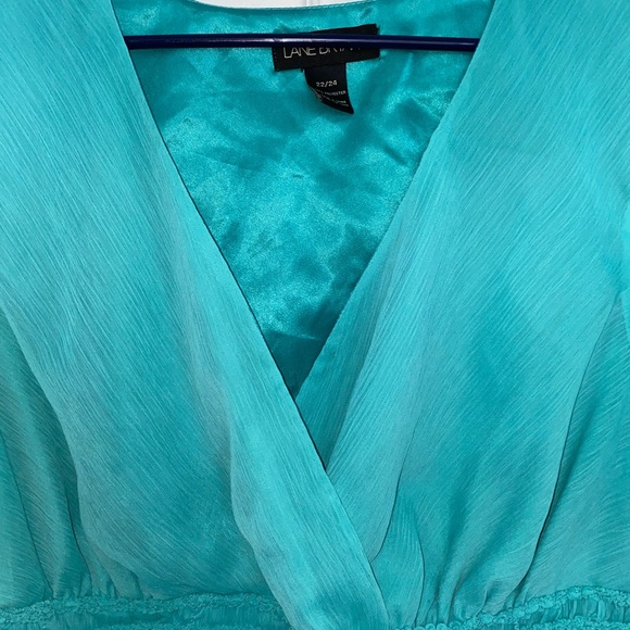 Lane Bryant 22/24 Plus Size Teal Dress Blouse with Elastic Waist - Picture 5 of 9
